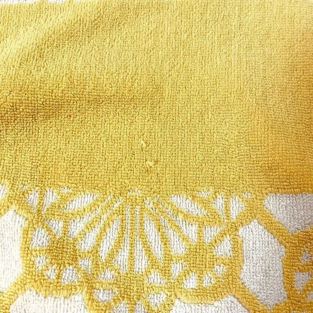 RARE Vintage 1960s Western Germany Move Cotton Yellow White Floral Towel 39 x 19